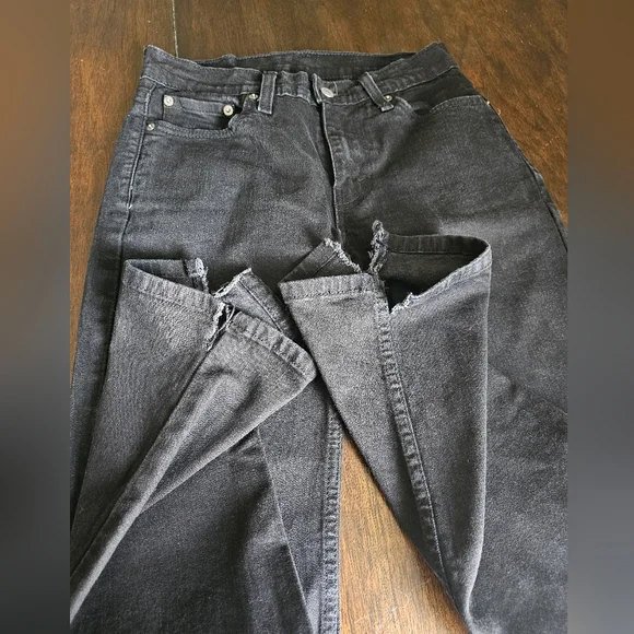 Levi's Slim Black Men's Jeans with Raw Hem - Picture 9 of 16